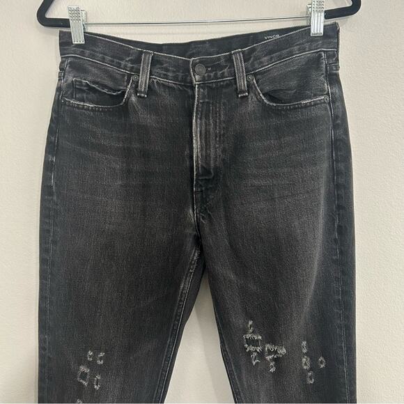 Vince High Waist Vintage Straight Jeans Distressed Black Size 27 - Picture 5 of 13